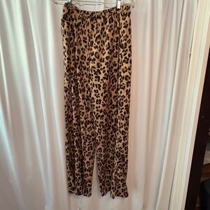 Pacsun Leopard Pull-on Wide Leg Pants, Drawstring & Elastic Waist - L
